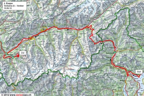 Streckenverlauf Tour de Suisse 2012 - Etappe 2