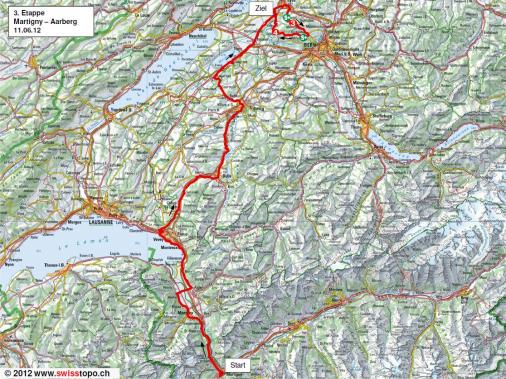 Streckenverlauf Tour de Suisse 2012 - Etappe 3