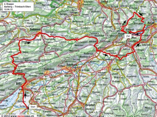 Streckenverlauf Tour de Suisse 2012 - Etappe 4