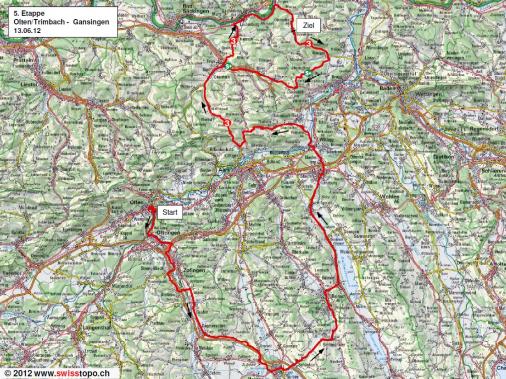 Streckenverlauf Tour de Suisse 2012 - Etappe 5