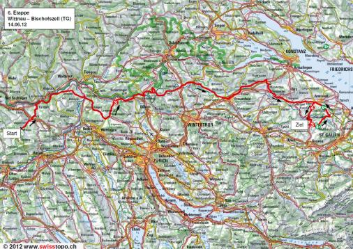 Streckenverlauf Tour de Suisse 2012 - Etappe 6