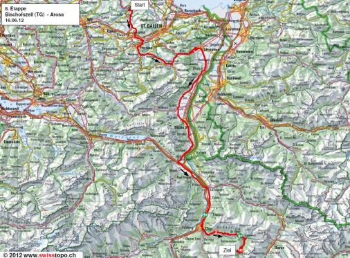 Streckenverlauf Tour de Suisse 2012 - Etappe 8