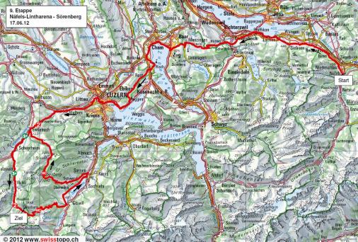 Streckenverlauf Tour de Suisse 2012 - Etappe 9