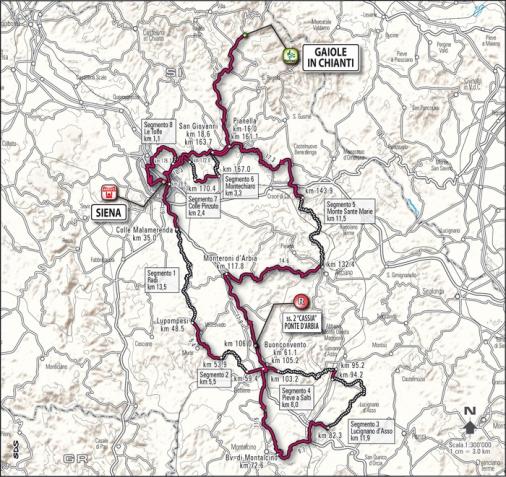 Streckenverlauf Strade Bianche 2012