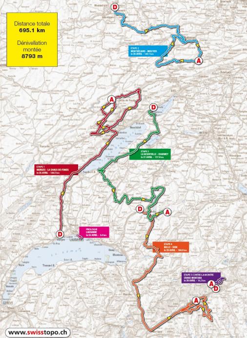 Karte der Tour de Romandie 2012