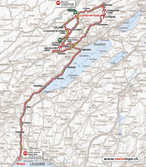 Streckenverlauf Tour de Romandie 2012 - Etappe 1