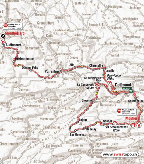 Streckenverlauf Tour de Romandie 2012 - Etappe 2