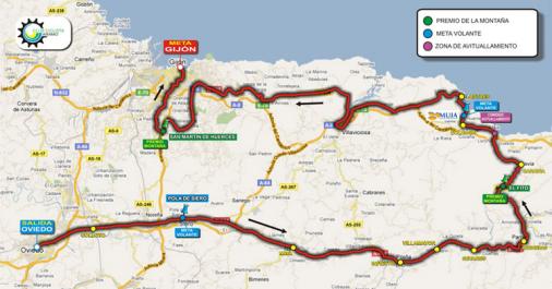 Streckenverlauf Vuelta Asturias Julio Alvarez Mendo 2012 - Etappe 1
