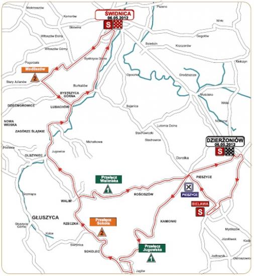 Streckenverlauf Szlakiem Grodòw Piastowskich 2012 - Etappe 4