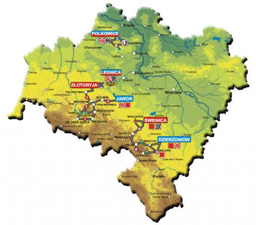 Streckenverlauf Szlakiem Grodòw Piastowskich 2012