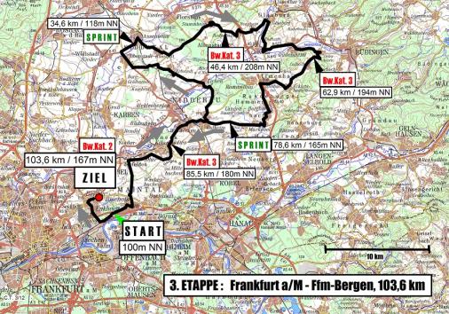 Streckenverlauf Int. 3 - Etappenfahrt der Rad-Junioren 2012 - Etappe 3