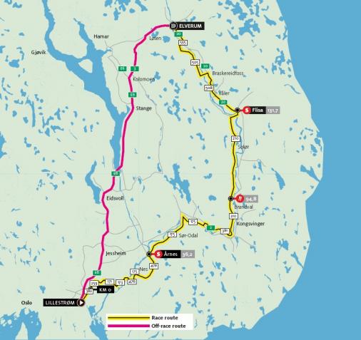 Streckenverlauf Glava Tour of Norway 2012 - Etappe 3
