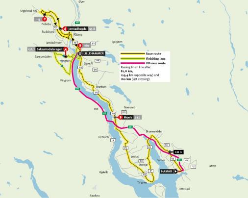 Streckenverlauf Glava Tour of Norway 2012 - Etappe 4