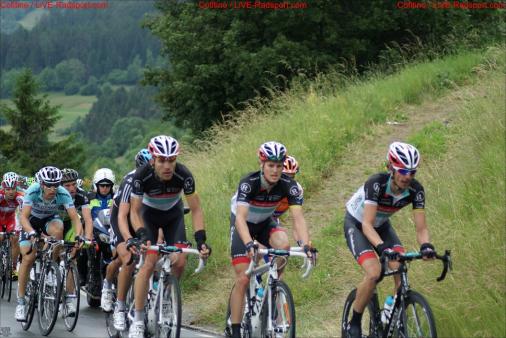 Tour de Suisse 2. Etappe - die Spitze des Rennens um Team Radioshack im Anstieg nach Verbier