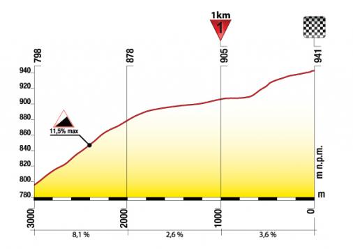 Höhenprofil Tour de Pologne 2012 - Etappe 6, letzte 3 km