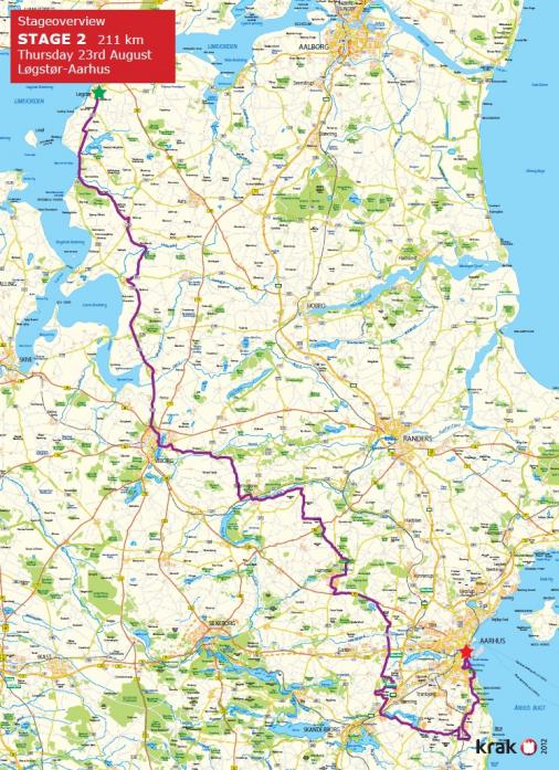 Streckenverlauf Post Danmark Rundt 2012 - Etappe 2
