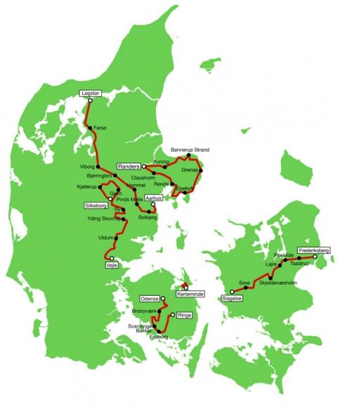 Streckenverlauf Post Danmark Rundt 2012