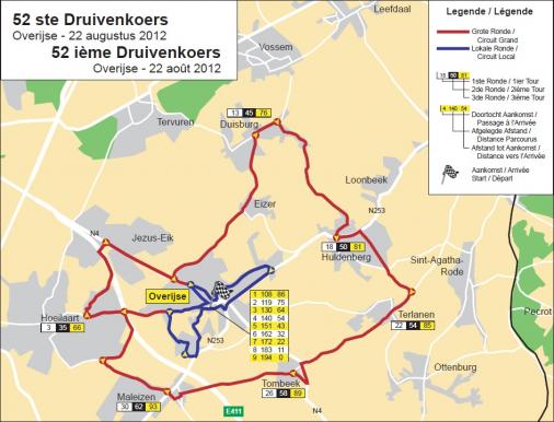 Streckenverlauf Druivenkoers - Overijse 2012