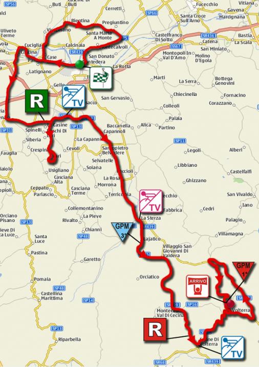 Streckenverlauf Premondiale Giro Toscana Int. Femminile 2012 - Etappe 2