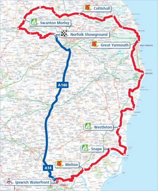 Streckenverlauf Tour of Britain 2012 - Etappe 1