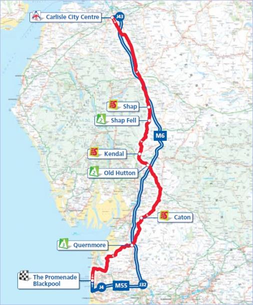 Streckenverlauf Tour of Britain 2012 - Etappe 4