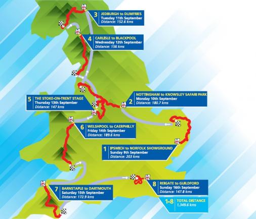 Streckenverlauf Tour of Britain 2012