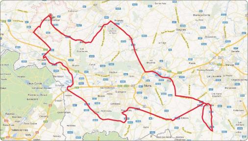 Streckenverlauf Binche-Tournai-Binche/Mmorial Frank Vandenbroucke 2012