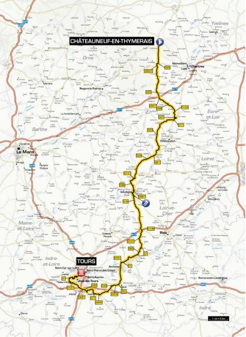 Streckenverlauf Paris - Tours 2012