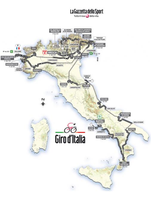 Streckenplan des Giro dItalia 2013