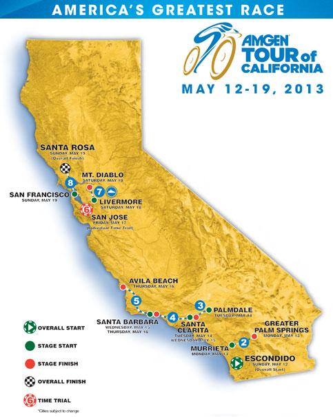 Etappenorte Amgen Tour of California 2013