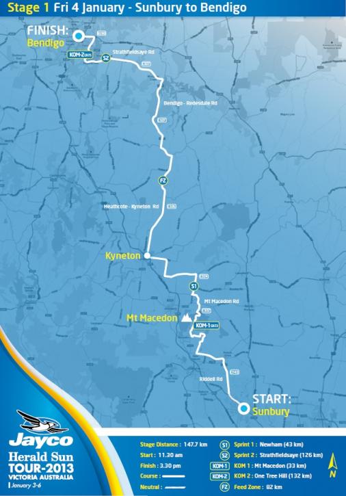 Streckenverlauf Jayco Herald Sun Tour 2013 - Etappe 1