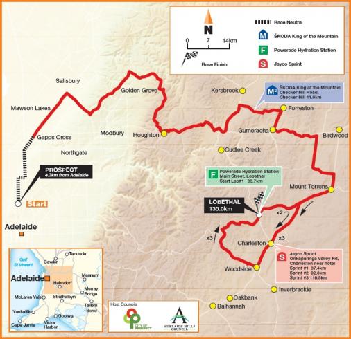 Streckenverlauf Tour Down Under 2013 - Etappe 1