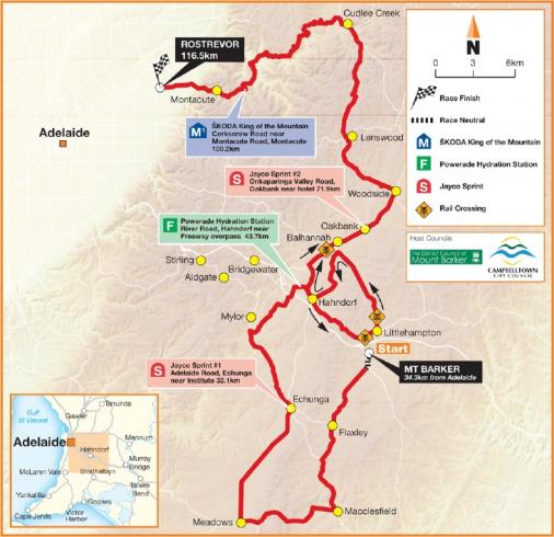 Streckenverlauf Tour Down Under 2013 - Etappe 2