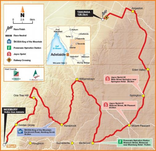 Streckenverlauf Tour Down Under 2013 - Etappe 4