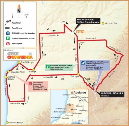 Streckenverlauf Tour Down Under 2013 - Etappe 5