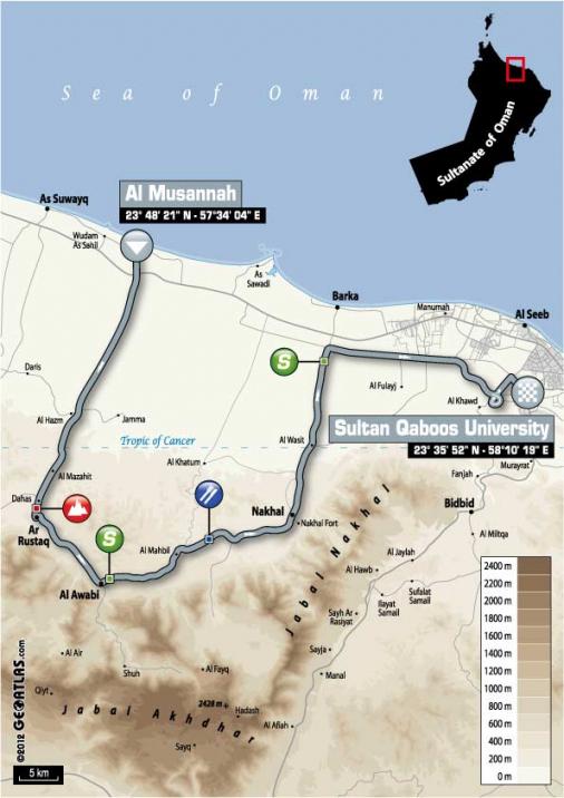 Streckenverlauf Tour of Oman 2013 - Etappe 1