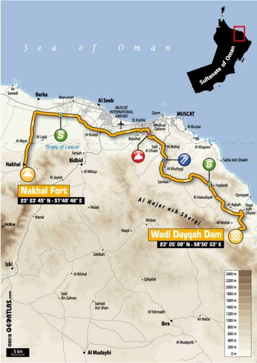 Streckenverlauf Tour of Oman 2013 - Etappe 3