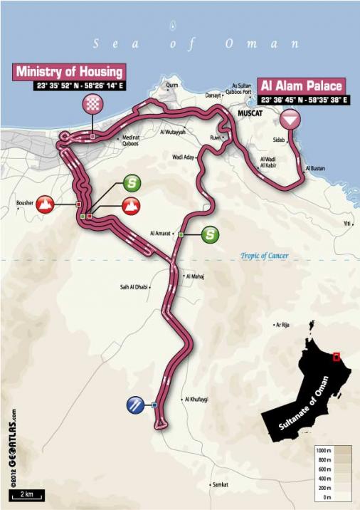 Streckenverlauf Tour of Oman 2013 - Etappe 5