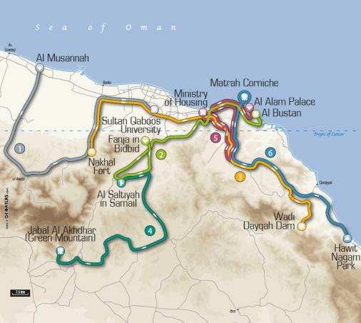 Vorschau Tour of Oman 2013 - Streckenkarte