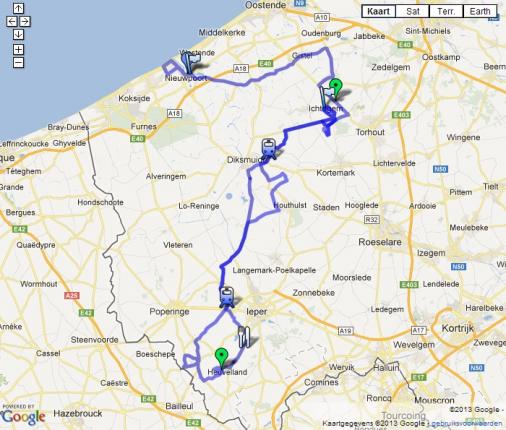 Streckenverlauf Driedaagse van West-Vlaanderen 2013 - Etappe 2