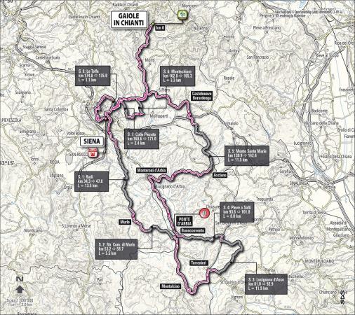 Streckenverlauf Strade Bianche 2013