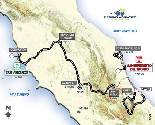 Streckenverlauf Tirreno - Adriatico 2013