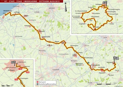 Streckenverlauf VDK-Driedaagse De Panne-Koksijde 2013 - Etappe 1