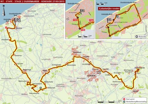 Streckenverlauf VDK-Driedaagse De Panne-Koksijde 2013 - Etappe 2
