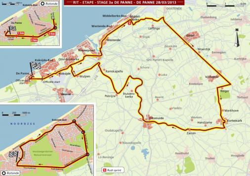 Streckenverlauf VDK-Driedaagse De Panne-Koksijde 2013 - Etappe 3a