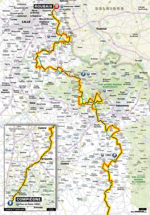 Streckenverlauf Paris - Roubaix 2013