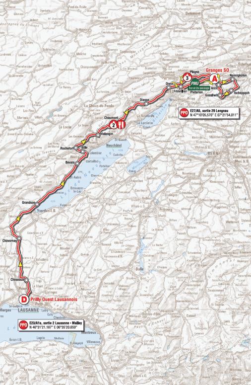 Streckenverlauf Tour de Romandie 2013 - Etappe 2