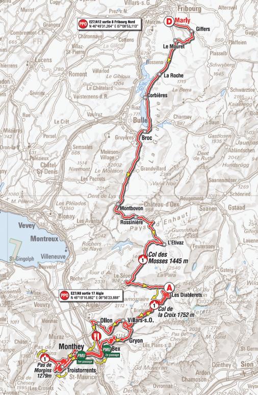 Streckenverlauf Tour de Romandie 2013 - Etappe 4