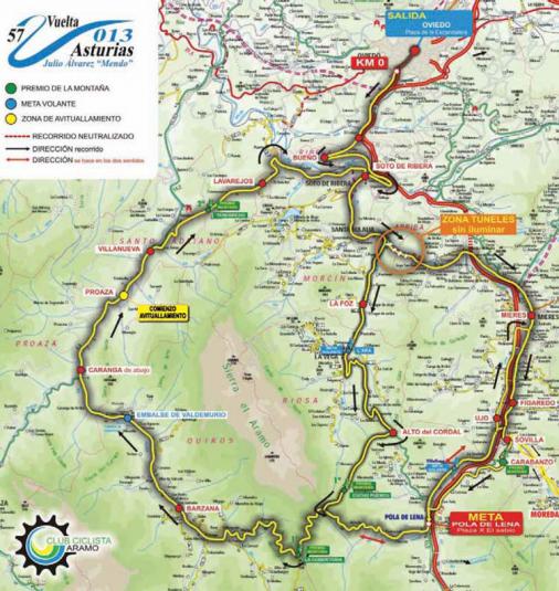 Streckenverlauf Vuelta Asturias Julio Alvarez Mendo 2013 - Etappe 1