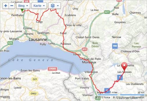 Streckenverlauf Tour du Pays de Vaud 2013 - Etappe 2a